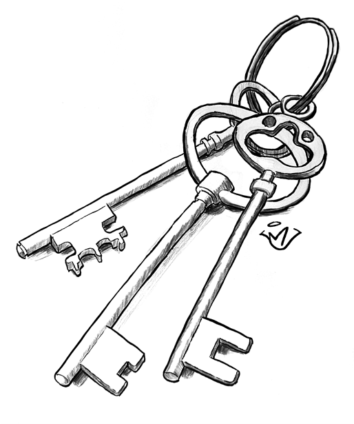 Keys - pen and ink drawing
