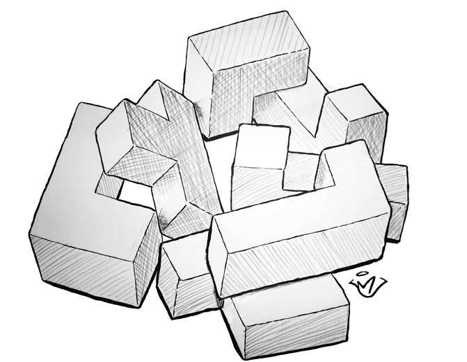 Puzzle - pen and ink drawing