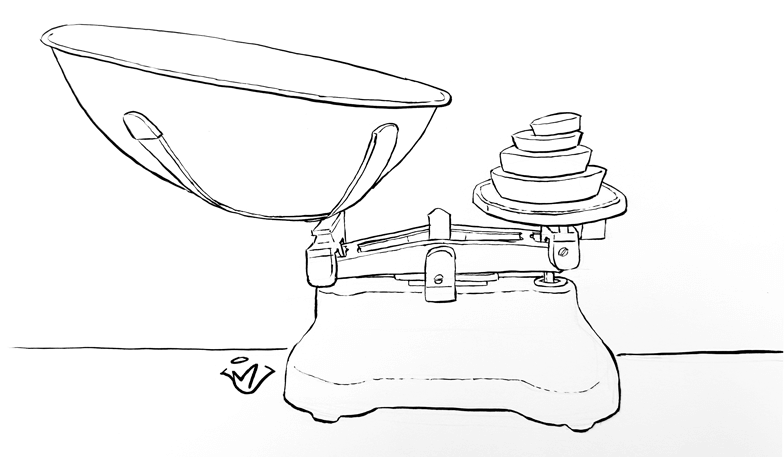 Weight - pen and ink drawing